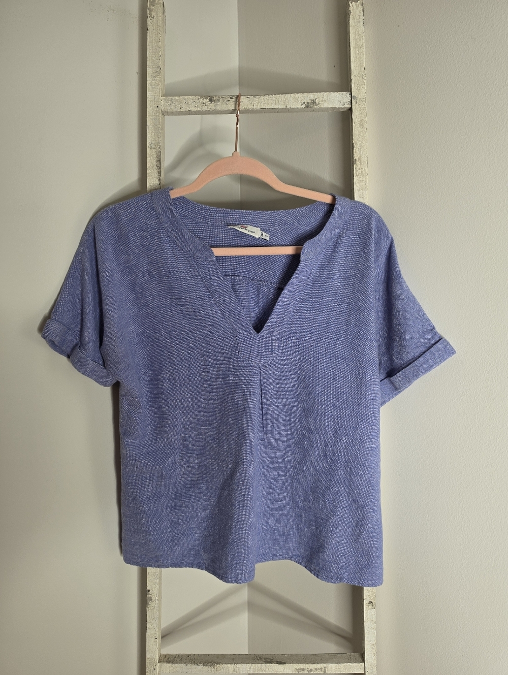 Vineyard Vines Women's 10 Dolman Linen Blend Vneck Short Sleeve Top